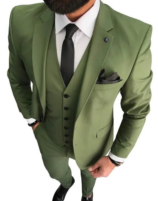 Men Suits Prom Tuxedo Slim Fit 3 Piece Groom Wedding Suits For Men Custom Blazer Terno Masuclino 3 Pieces (Jacket + Vest + Pant) - Luzilly Bridal & Apparel