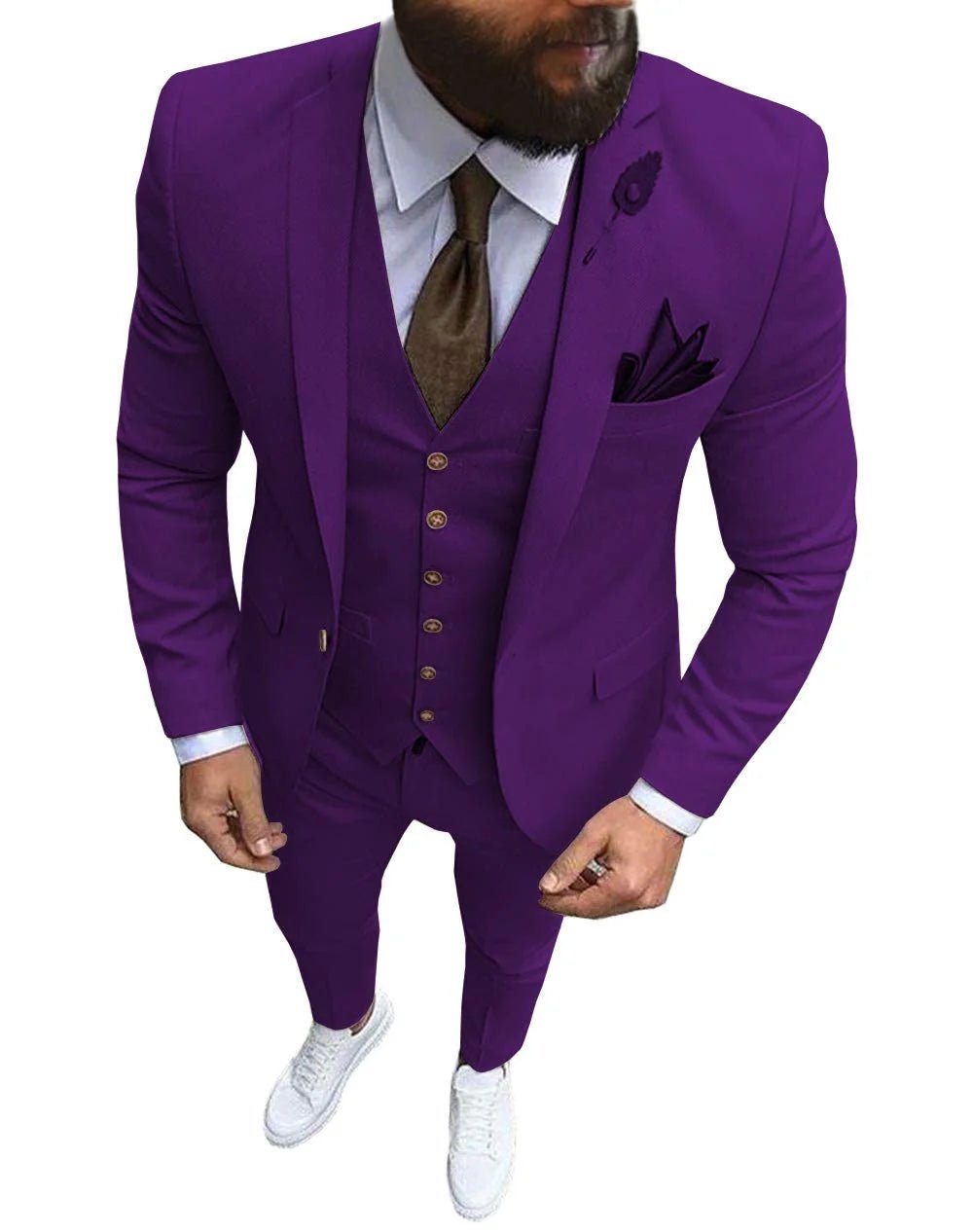 Men Suits Prom Tuxedo Slim Fit 3 Piece Groom Wedding Suits For Men Custom Blazer Terno Masuclino 3 Pieces (Jacket + Vest + Pant) - Luzilly Bridal & Apparel