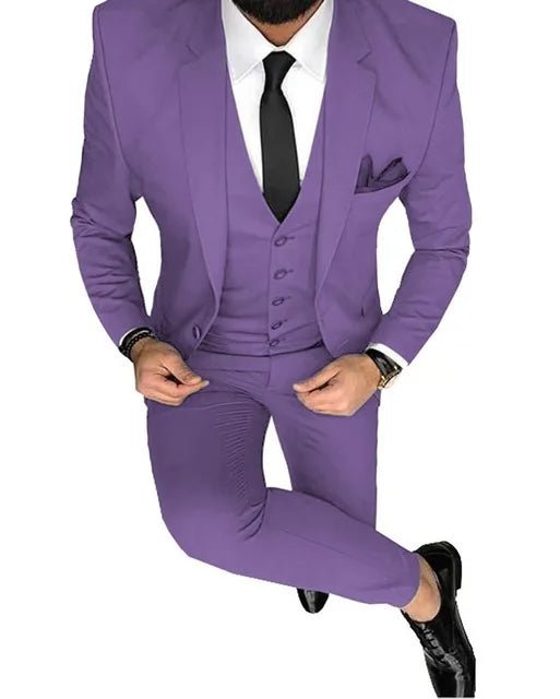Men Suits Prom Tuxedo Slim Fit 3 Piece Groom Wedding Suits For Men Custom Blazer Terno Masuclino 3 Pieces (Jacket + Vest + Pant) - Luzilly Bridal & Apparel