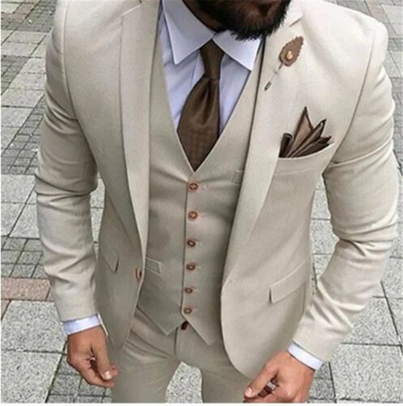Men Suits Prom Tuxedo Slim Fit 3 Piece Groom Wedding Suits For Men Custom Blazer Terno Masuclino 3 Pieces (Jacket + Vest + Pant) - Luzilly Bridal & Apparel