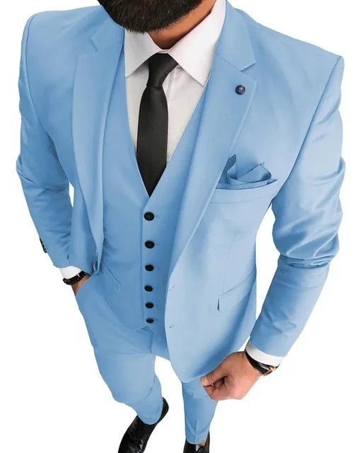 Men Suits Prom Tuxedo Slim Fit 3 Piece Groom Wedding Suits For Men Custom Blazer Terno Masuclino 3 Pieces (Jacket + Vest + Pant) - Luzilly Bridal & Apparel