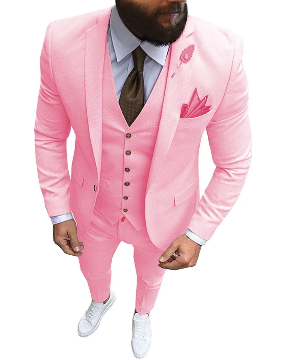 Men Suits Prom Tuxedo Slim Fit 3 Piece Groom Wedding Suits For Men Custom Blazer Terno Masuclino 3 Pieces (Jacket + Vest + Pant) - Luzilly Bridal & Apparel