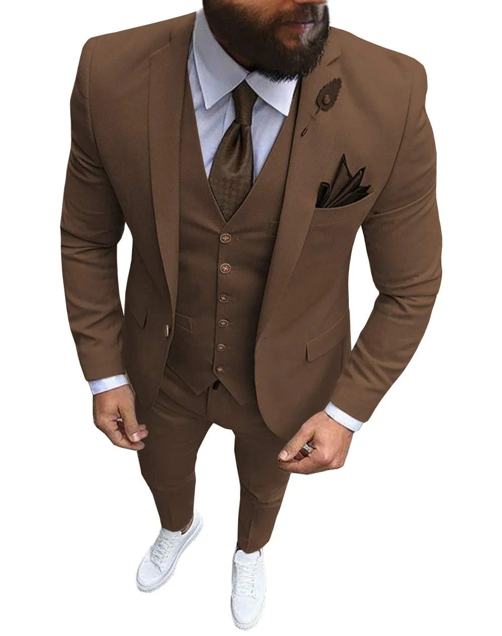 Men Suits Prom Tuxedo Slim Fit 3 Piece Groom Wedding Suits For Men Custom Blazer Terno Masuclino 3 Pieces (Jacket + Vest + Pant) - Luzilly Bridal & Apparel