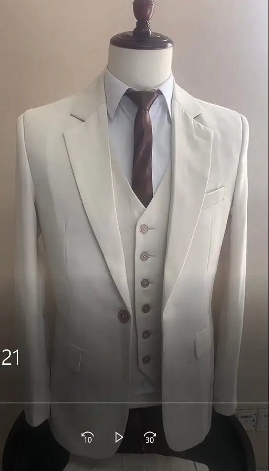 Men Suits Prom Tuxedo Slim Fit 3 Piece Groom Wedding Suits For Men Custom Blazer Terno Masuclino 3 Pieces (Jacket + Vest + Pant) - Luzilly Bridal & Apparel