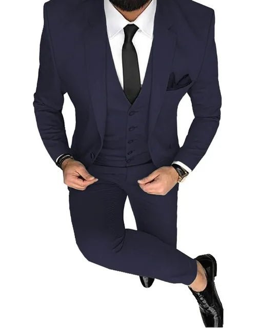 Men Suits Prom Tuxedo Slim Fit 3 Piece Groom Wedding Suits For Men Custom Blazer Terno Masuclino 3 Pieces (Jacket + Vest + Pant) - Luzilly Bridal & Apparel