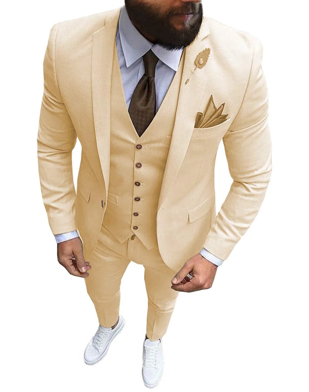 Men Suits Prom Tuxedo Slim Fit 3 Piece Groom Wedding Suits For Men Custom Blazer Terno Masuclino 3 Pieces (Jacket + Vest + Pant) - Luzilly Bridal & Apparel