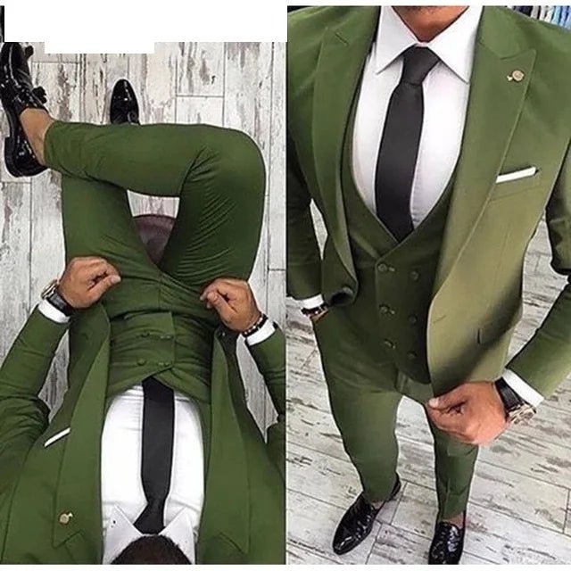 Men Suits Prom Tuxedo Slim Fit 3 Piece Groom Wedding Suits For Men Custom Blazer Terno Masuclino 3 Pieces (Jacket + Vest + Pant) - Luzilly Bridal & Apparel