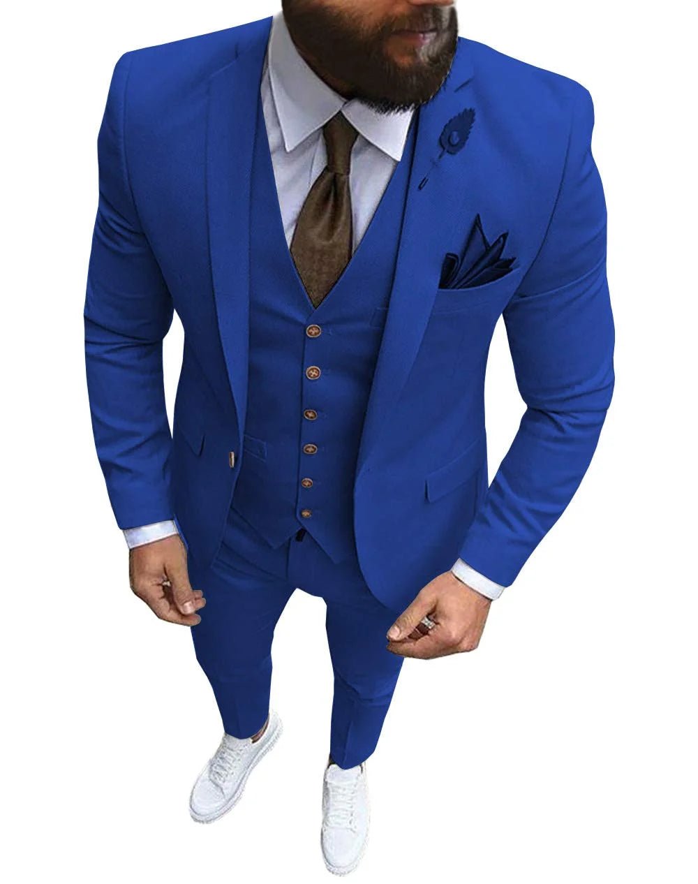 Men Suits Prom Tuxedo Slim Fit 3 Piece Groom Wedding Suits For Men Custom Blazer Terno Masuclino 3 Pieces (Jacket + Vest + Pant) - Luzilly Bridal & Apparel