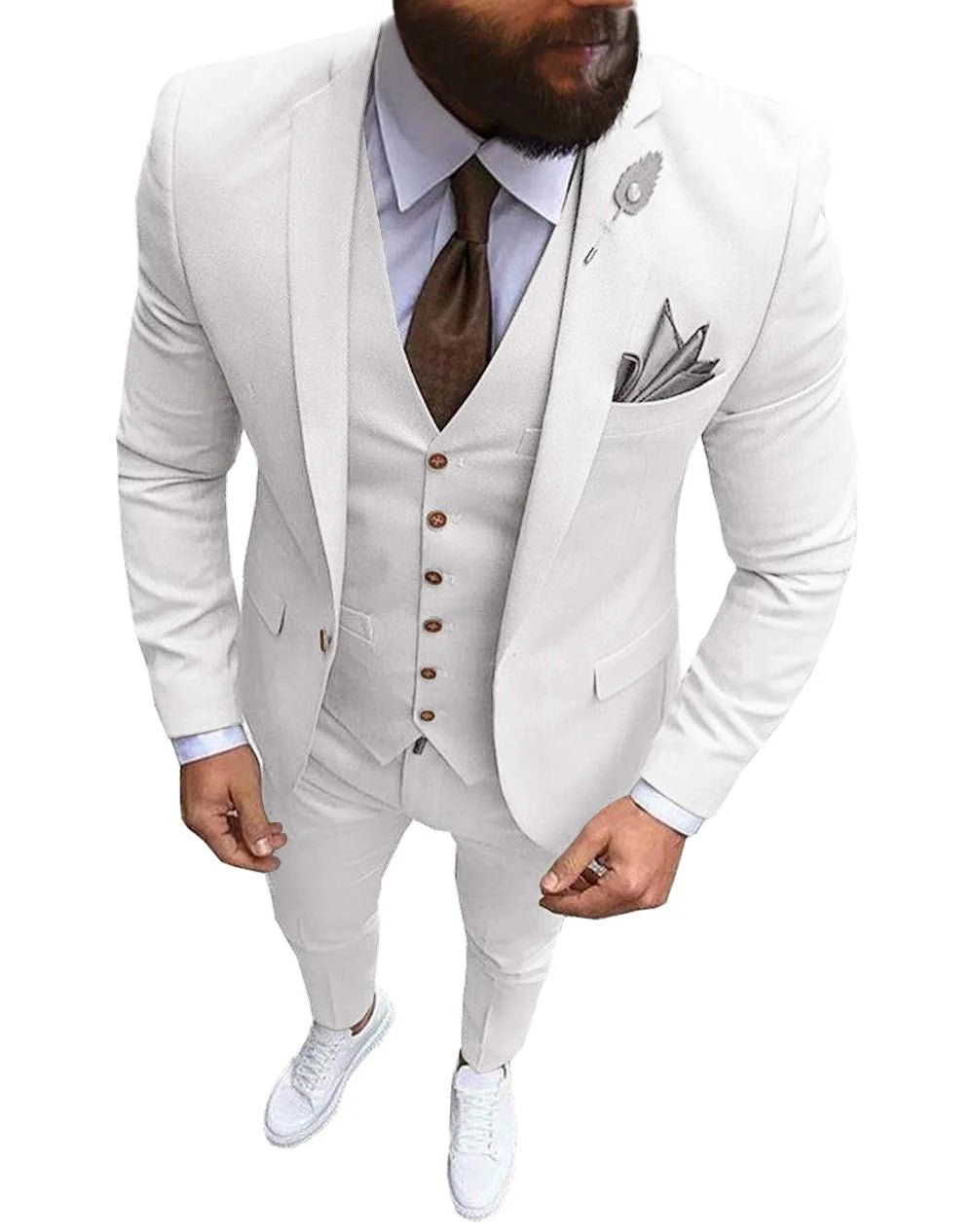 Men Suits Prom Tuxedo Slim Fit 3 Piece Groom Wedding Suits For Men Custom Blazer Terno Masuclino 3 Pieces (Jacket + Vest + Pant) - Luzilly Bridal & Apparel