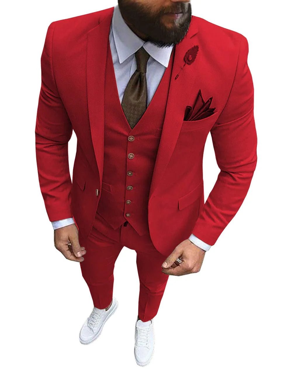 Men Suits Prom Tuxedo Slim Fit 3 Piece Groom Wedding Suits For Men Custom Blazer Terno Masuclino 3 Pieces (Jacket + Vest + Pant) - Luzilly Bridal & Apparel