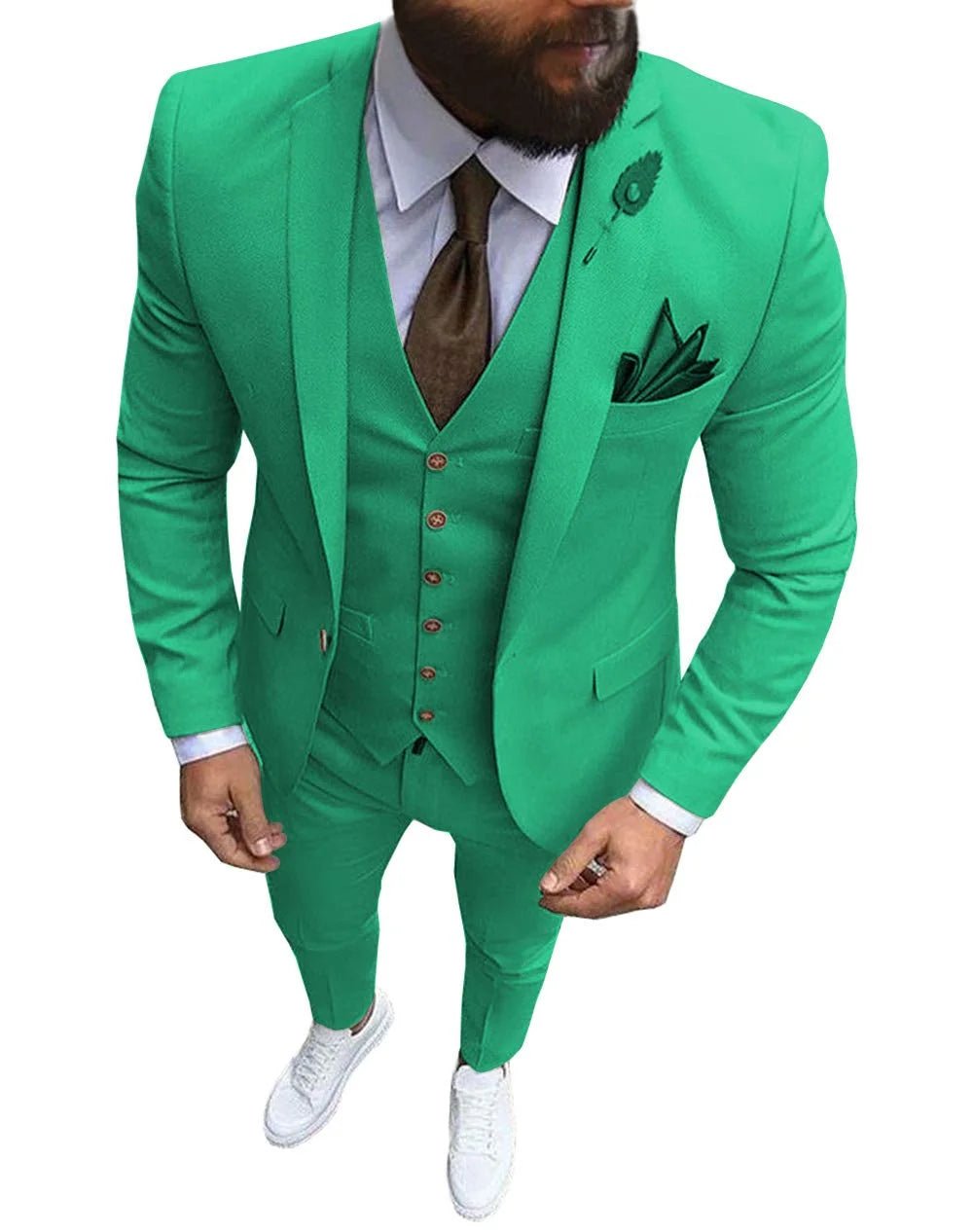 Men Suits Prom Tuxedo Slim Fit 3 Piece Groom Wedding Suits For Men Custom Blazer Terno Masuclino 3 Pieces (Jacket + Vest + Pant) - Luzilly Bridal & Apparel