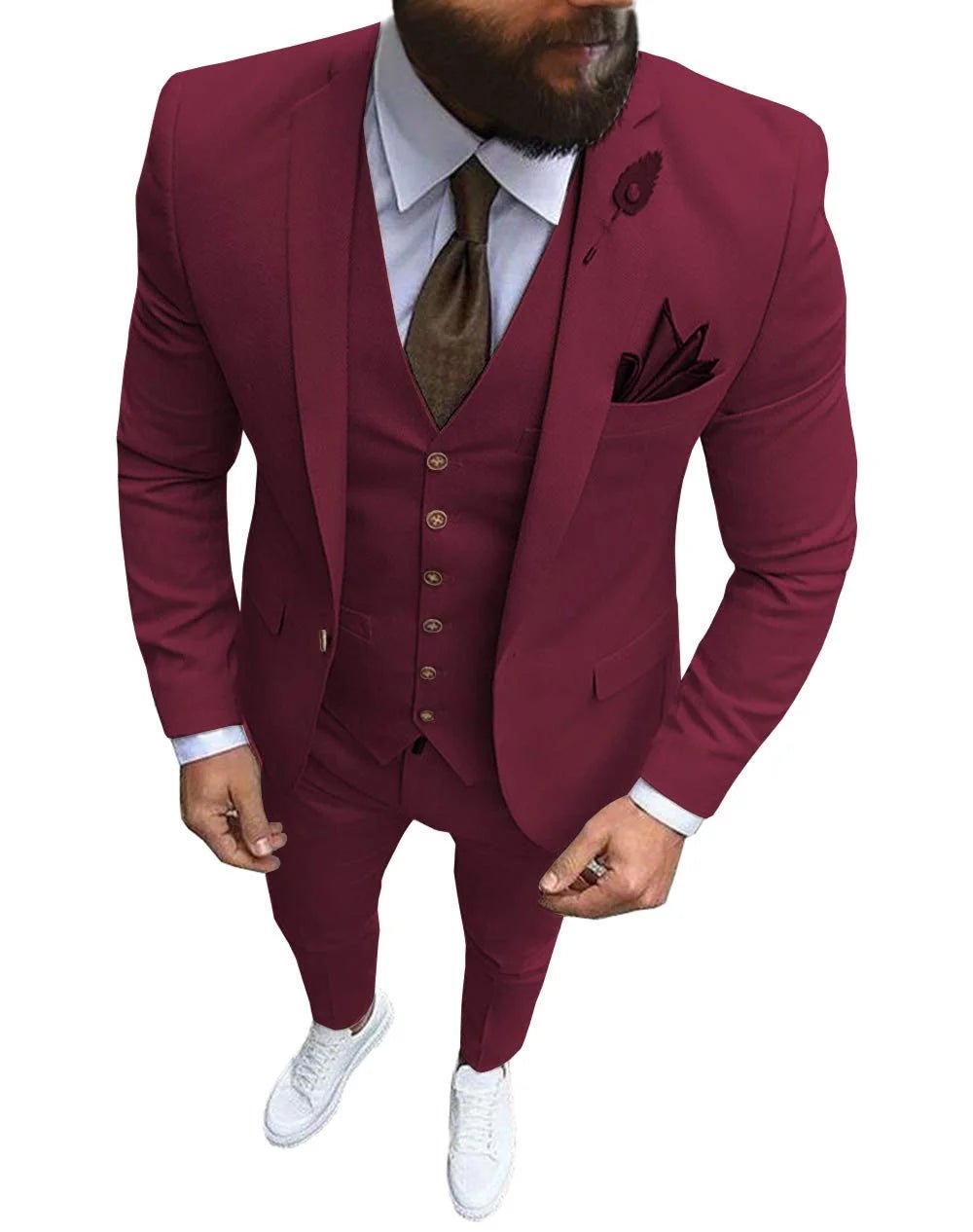 Men Suits Prom Tuxedo Slim Fit 3 Piece Groom Wedding Suits For Men Custom Blazer Terno Masuclino 3 Pieces (Jacket + Vest + Pant) - Luzilly Bridal & Apparel