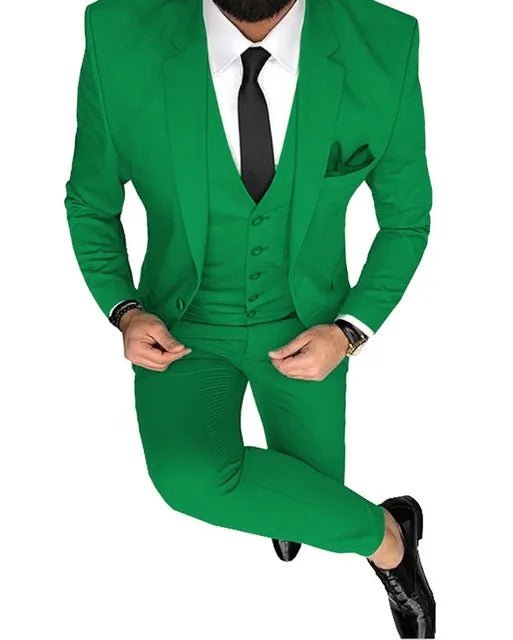Men Suits Prom Tuxedo Slim Fit 3 Piece Groom Wedding Suits For Men Custom Blazer Terno Masuclino 3 Pieces (Jacket + Vest + Pant) - Luzilly Bridal & Apparel