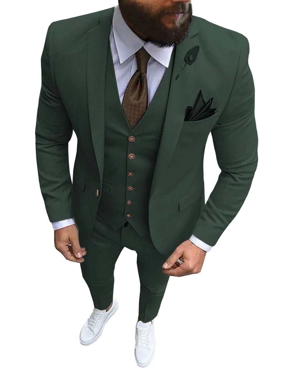 Men Suits Prom Tuxedo Slim Fit 3 Piece Groom Wedding Suits For Men Custom Blazer Terno Masuclino 3 Pieces (Jacket + Vest + Pant) - Luzilly Bridal & Apparel