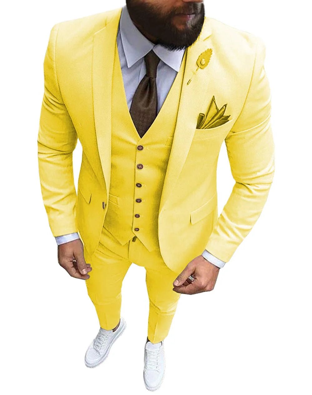 Men Suits Prom Tuxedo Slim Fit 3 Piece Groom Wedding Suits For Men Custom Blazer Terno Masuclino 3 Pieces (Jacket + Vest + Pant) - Luzilly Bridal & Apparel