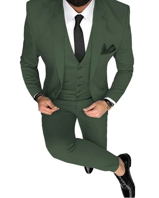 Men Suits Prom Tuxedo Slim Fit 3 Piece Groom Wedding Suits For Men Custom Blazer Terno Masuclino 3 Pieces (Jacket + Vest + Pant) - Luzilly Bridal & Apparel