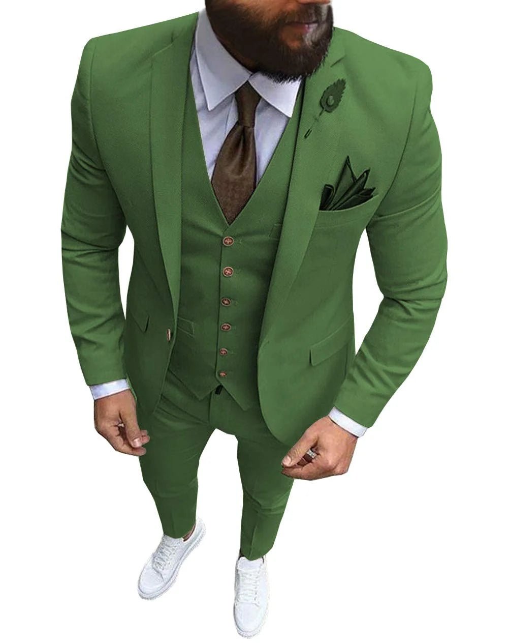 Men Suits Prom Tuxedo Slim Fit 3 Piece Groom Wedding Suits For Men Custom Blazer Terno Masuclino 3 Pieces (Jacket + Vest + Pant) - Luzilly Bridal & Apparel
