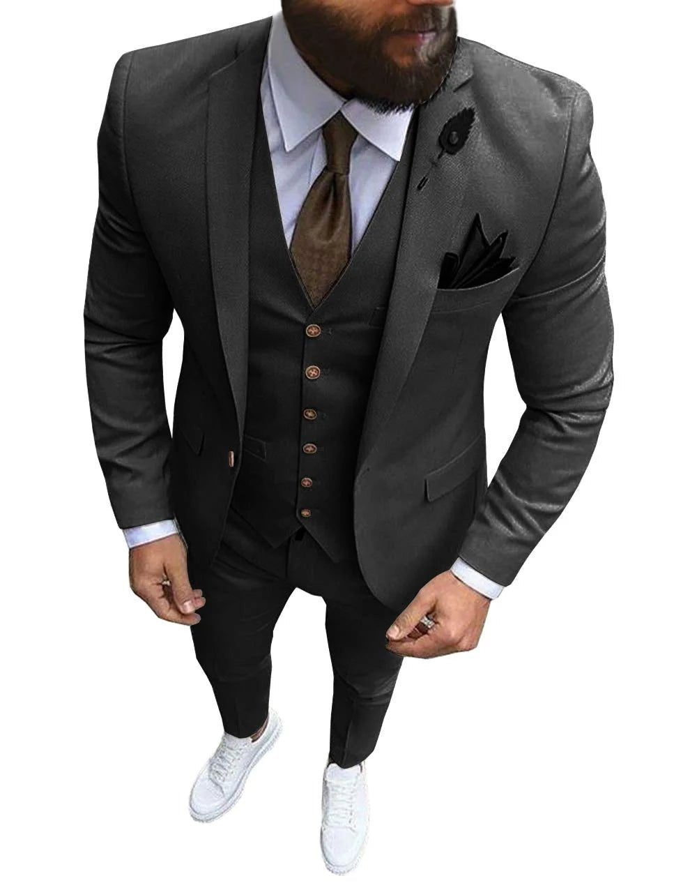 Men Suits Prom Tuxedo Slim Fit 3 Piece Groom Wedding Suits For Men Custom Blazer Terno Masuclino 3 Pieces (Jacket + Vest + Pant) - Luzilly Bridal & Apparel