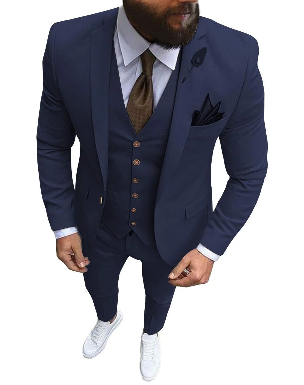 Men Suits Prom Tuxedo Slim Fit 3 Piece Groom Wedding Suits For Men Custom Blazer Terno Masuclino 3 Pieces (Jacket + Vest + Pant) - Luzilly Bridal & Apparel
