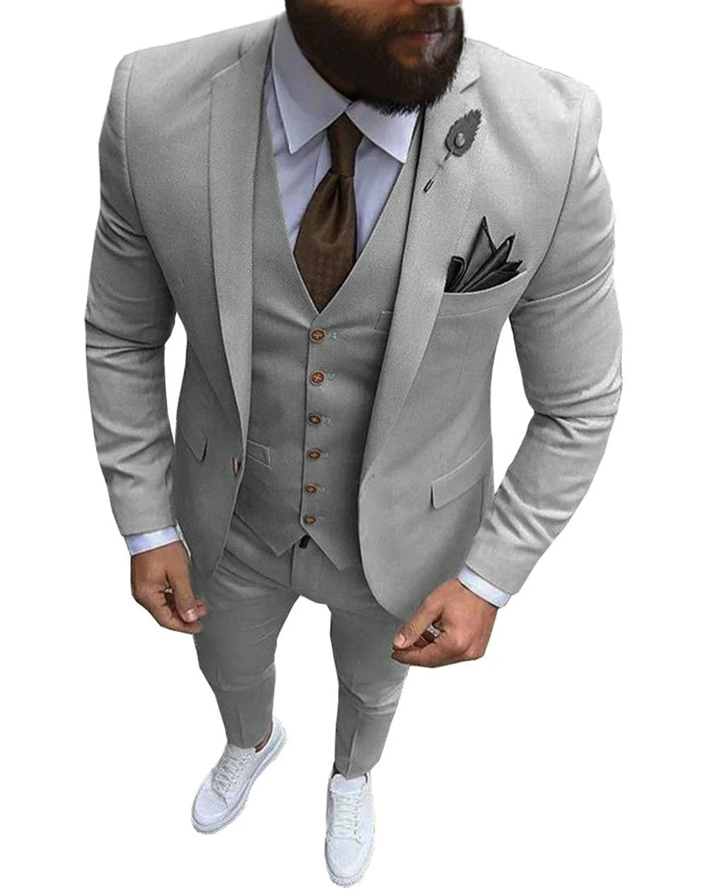 Men Suits Prom Tuxedo Slim Fit 3 Piece Groom Wedding Suits For Men Custom Blazer Terno Masuclino 3 Pieces (Jacket + Vest + Pant) - Luzilly Bridal & Apparel