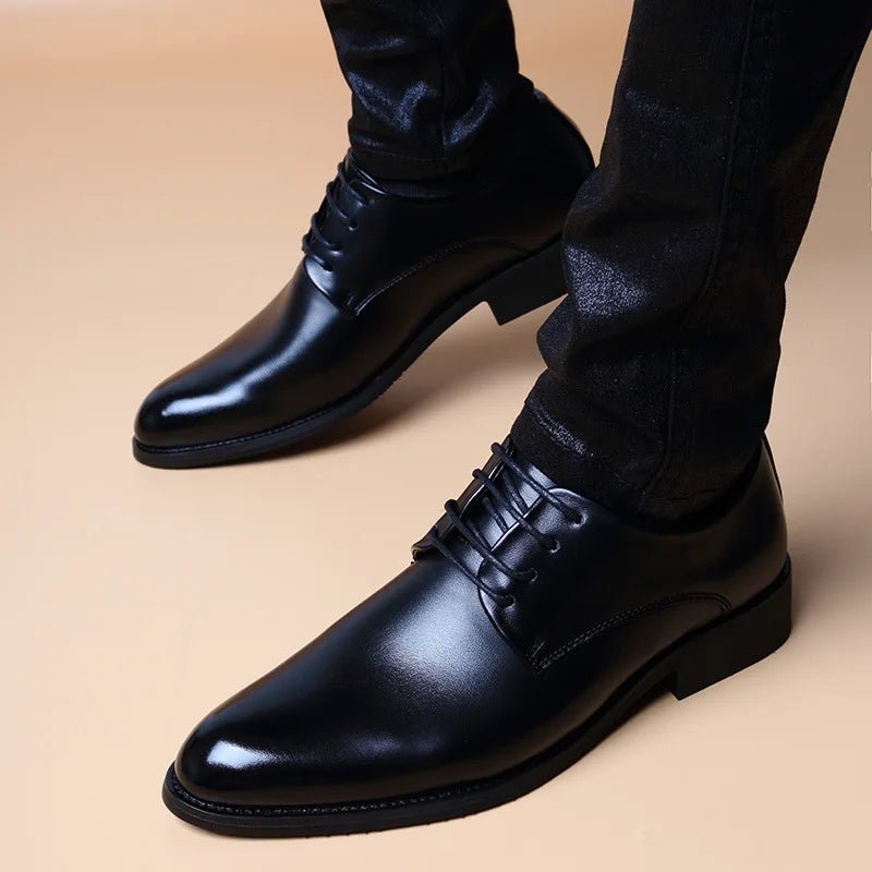 Men Wedding Leather Business Men's Dress Pointed Casual Youth British Style Inner Heightening Spring New Arrivals Shoes - Luzilly Bridal & Apparel
