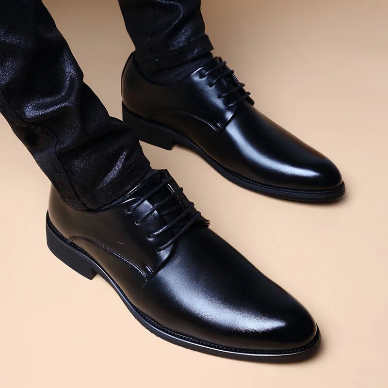 Men Wedding Leather Business Men's Dress Pointed Casual Youth British Style Inner Heightening Spring New Arrivals Shoes - Luzilly Bridal & Apparel