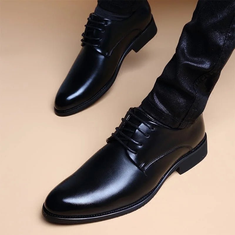 Men Wedding Leather Business Men's Dress Pointed Casual Youth British Style Inner Heightening Spring New Arrivals Shoes - Luzilly Bridal & Apparel