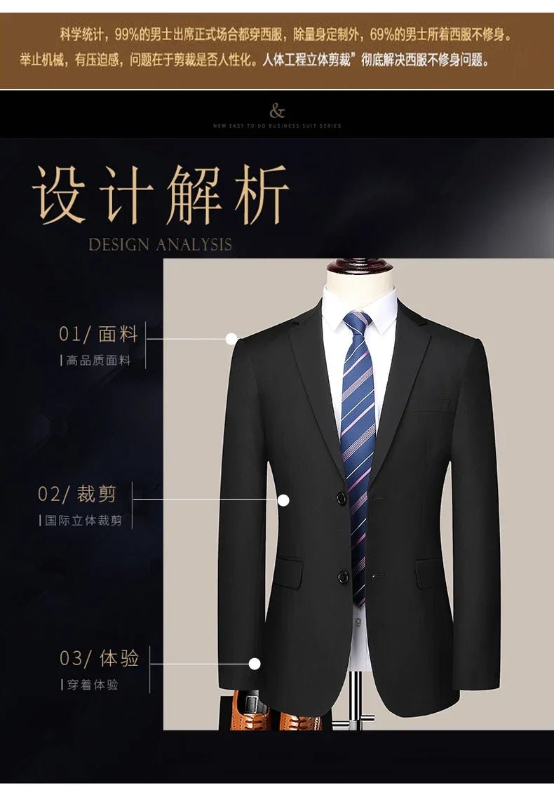 Men's 2-Piece Formal Business Suit — Blazer & Trousers - Luzilly Bridal & Apparel