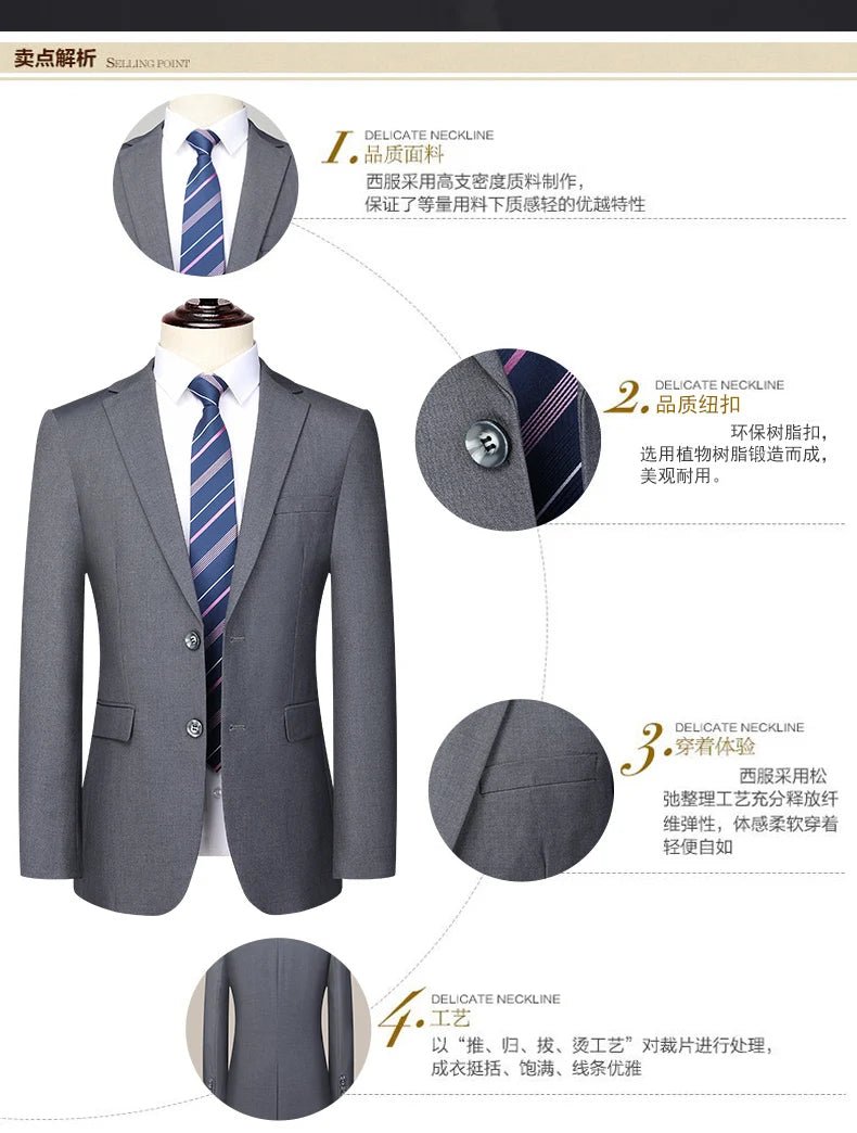 Men's 2-Piece Formal Business Suit — Blazer & Trousers - Luzilly Bridal & Apparel