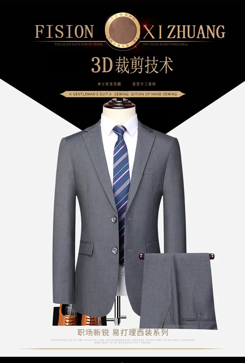 Men's 2-Piece Formal Business Suit — Blazer & Trousers - Luzilly Bridal & Apparel