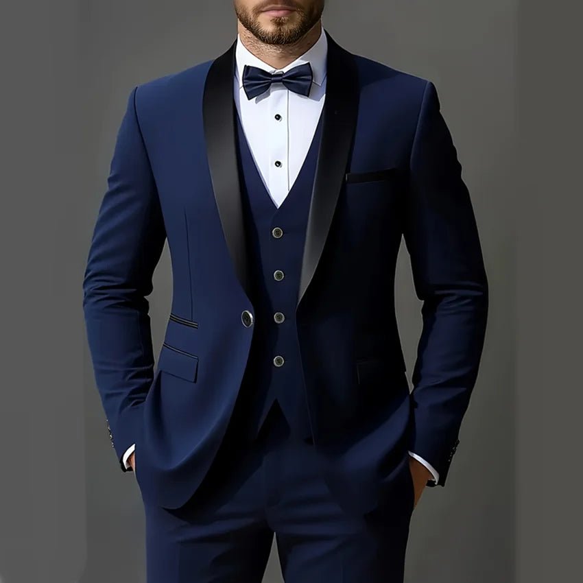 Men's 3pcs Suit Set, Jacket + Vest + Pants, Fashionable High-Quality, Suitable for Weddings, Parties and Formal Occasions - Luzilly Bridal & Apparel