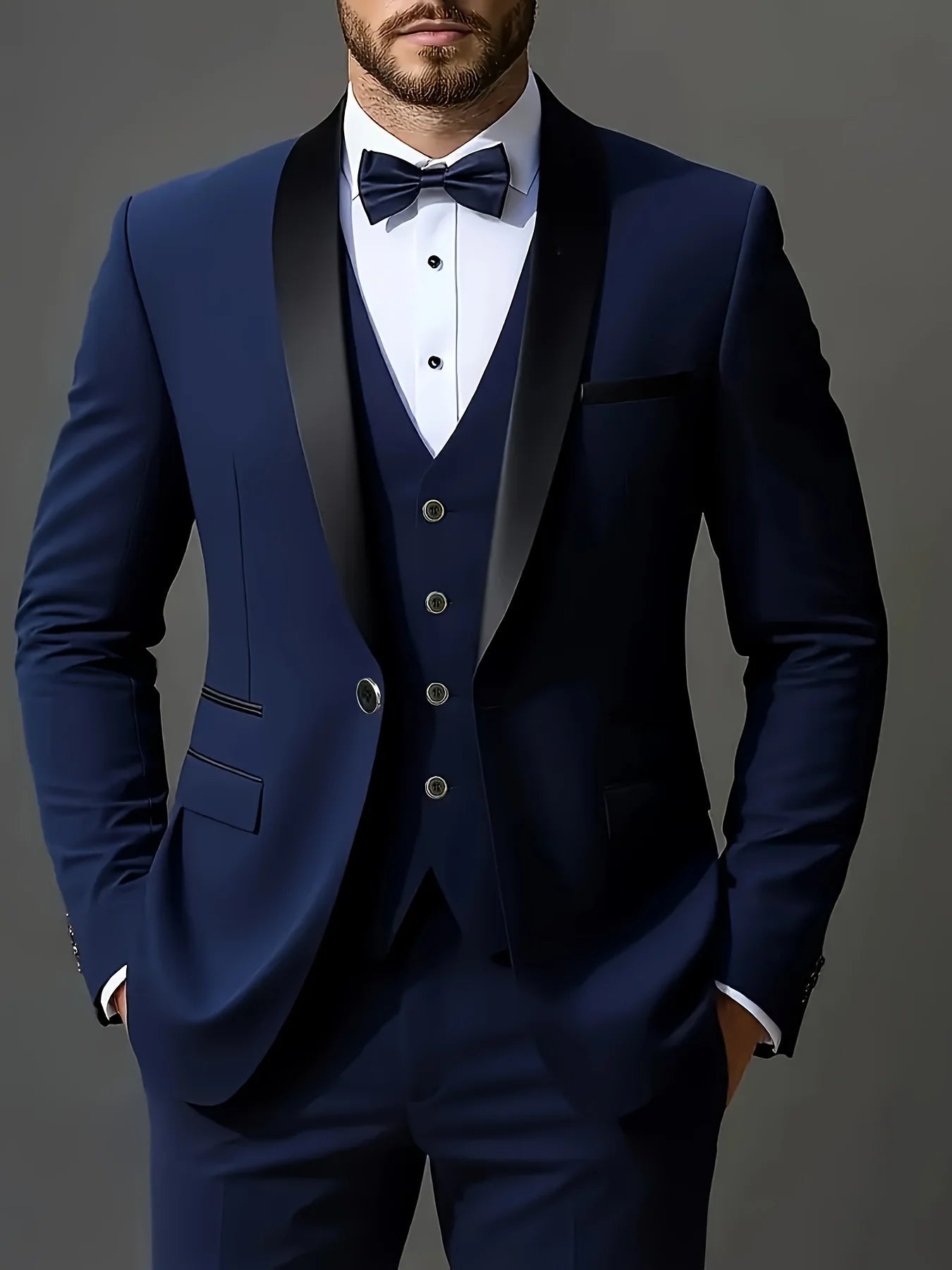 Men's 3pcs Suit Set, Jacket + Vest + Pants, Fashionable High-Quality, Suitable for Weddings, Parties and Formal Occasions - Luzilly Bridal & Apparel
