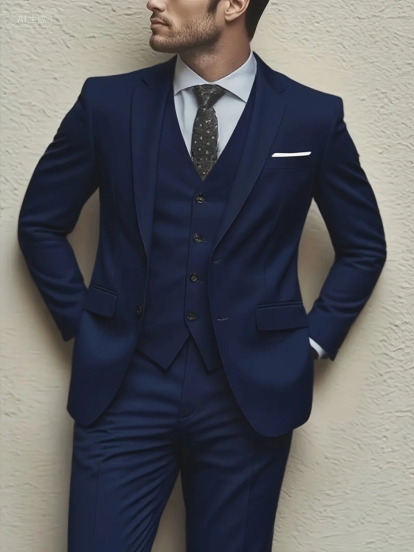 Men's 3pcs Suit Set, Jacket + Vest + Pants, Fashionable High-Quality, Suitable for Weddings, Parties and Formal Occasions - Luzilly Bridal & Apparel