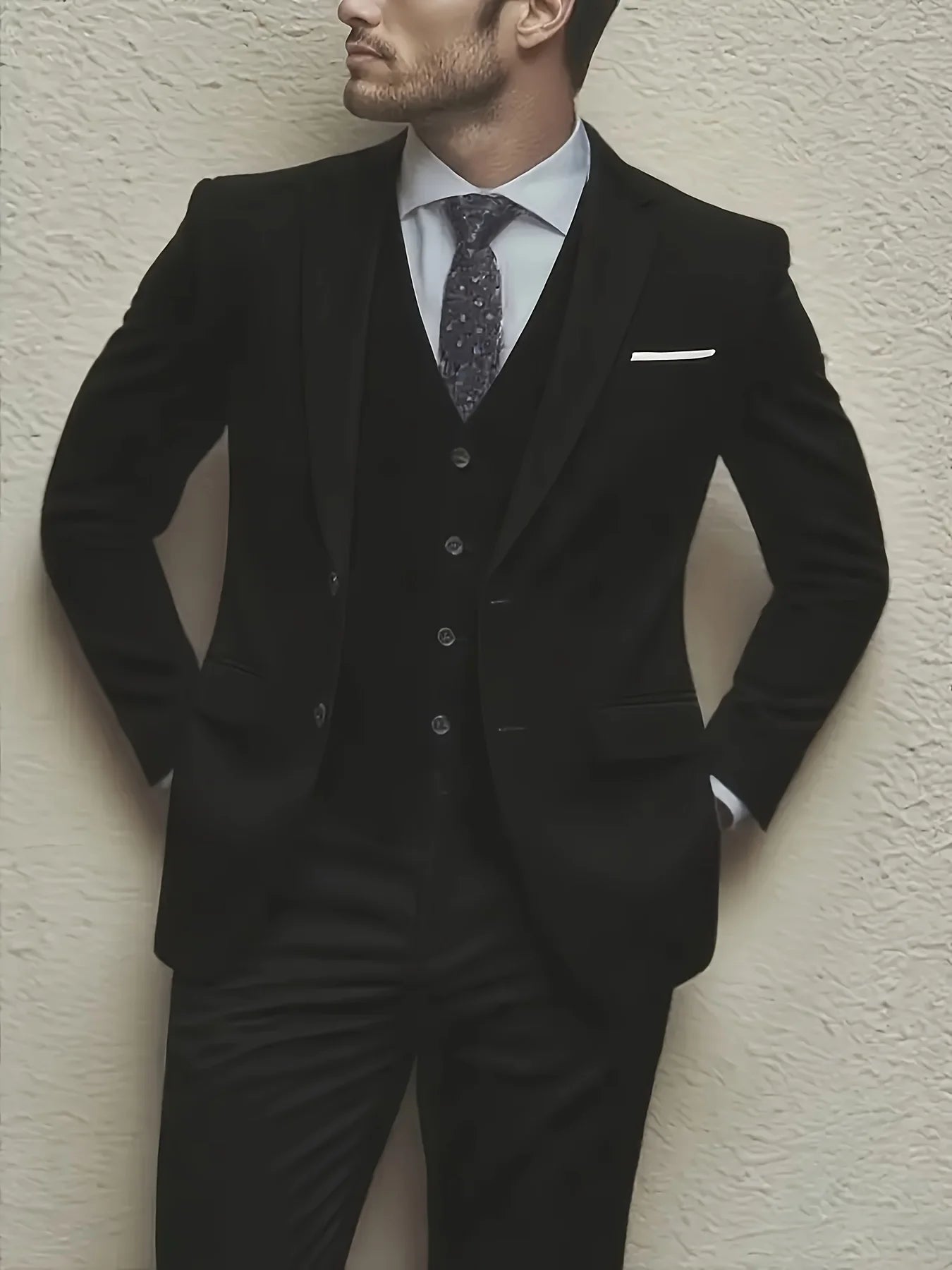 Men's 3pcs Suit Set, Jacket + Vest + Pants, Fashionable High-Quality, Suitable for Weddings, Parties and Formal Occasions - Luzilly Bridal & Apparel