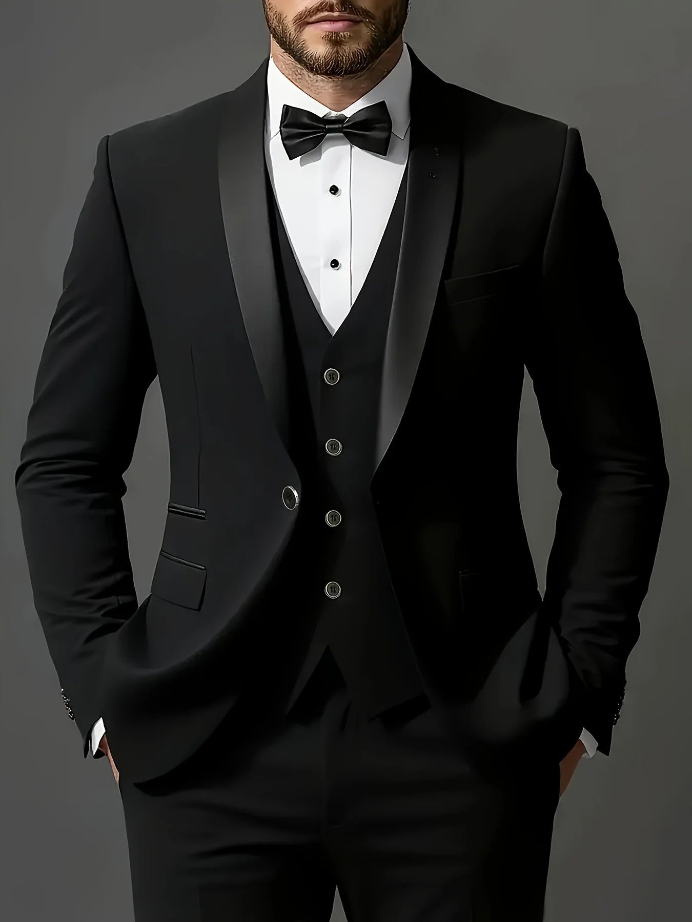 Men's 3pcs Suit Set, Jacket + Vest + Pants, Fashionable High-Quality, Suitable for Weddings, Parties and Formal Occasions - Luzilly Bridal & Apparel