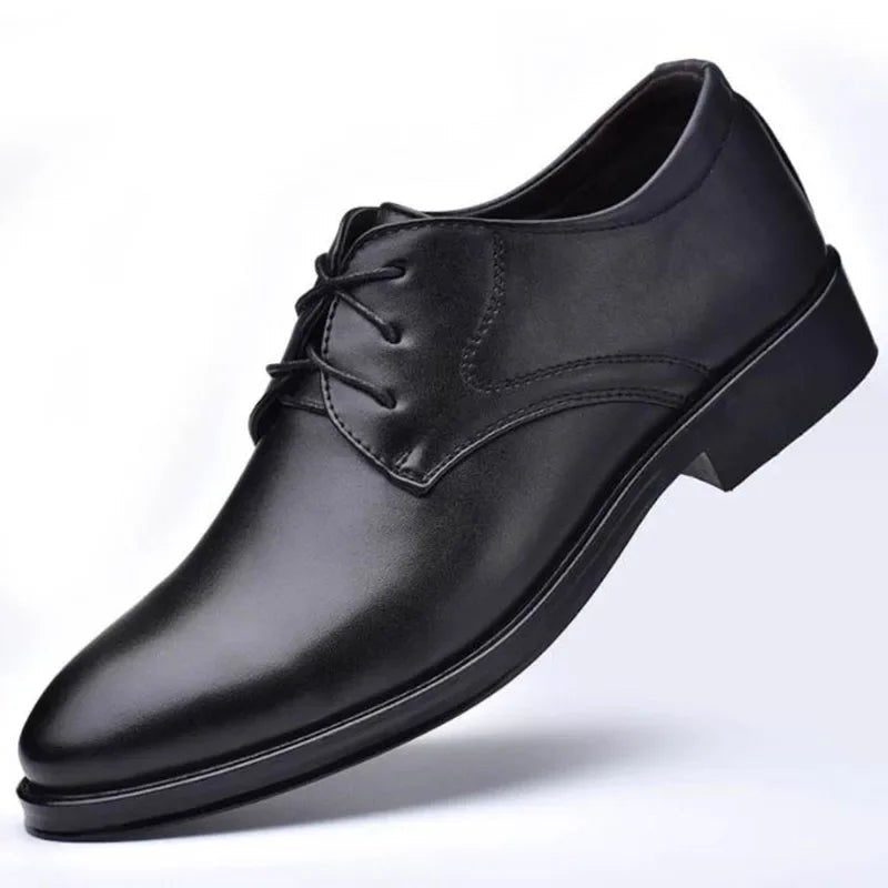 Men's Black Leather Oxford Dress Shoes - Luzilly Bridal & Apparel