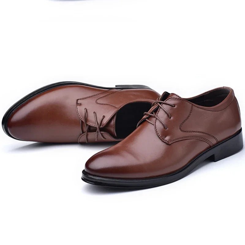 Men's Black Leather Oxford Dress Shoes - Luzilly Bridal & Apparel