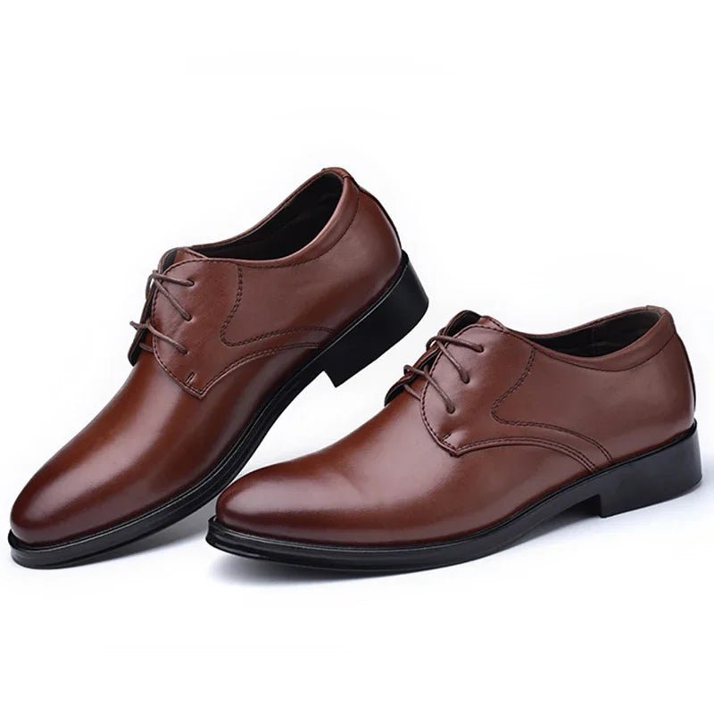 Men's Black Leather Oxford Dress Shoes - Luzilly Bridal & Apparel