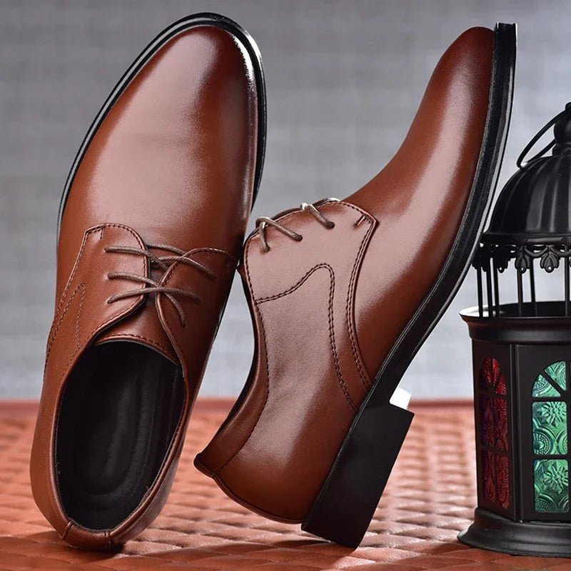 Men's Black Leather Oxford Dress Shoes - Luzilly Bridal & Apparel