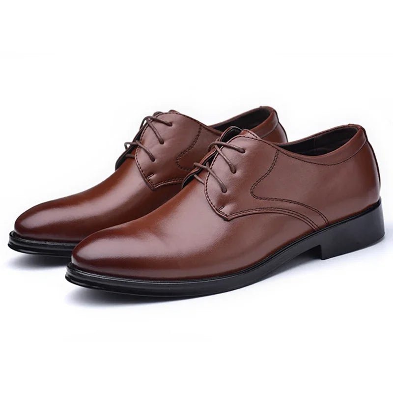 Men's Black Leather Oxford Dress Shoes - Luzilly Bridal & Apparel