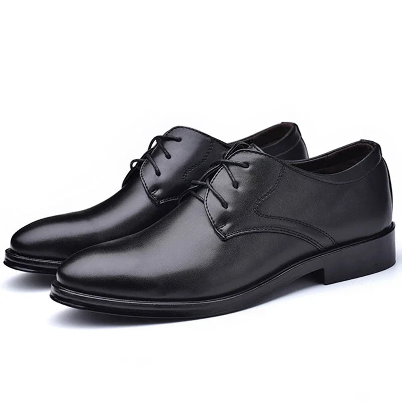Men's Black Leather Oxford Dress Shoes - Luzilly Bridal & Apparel