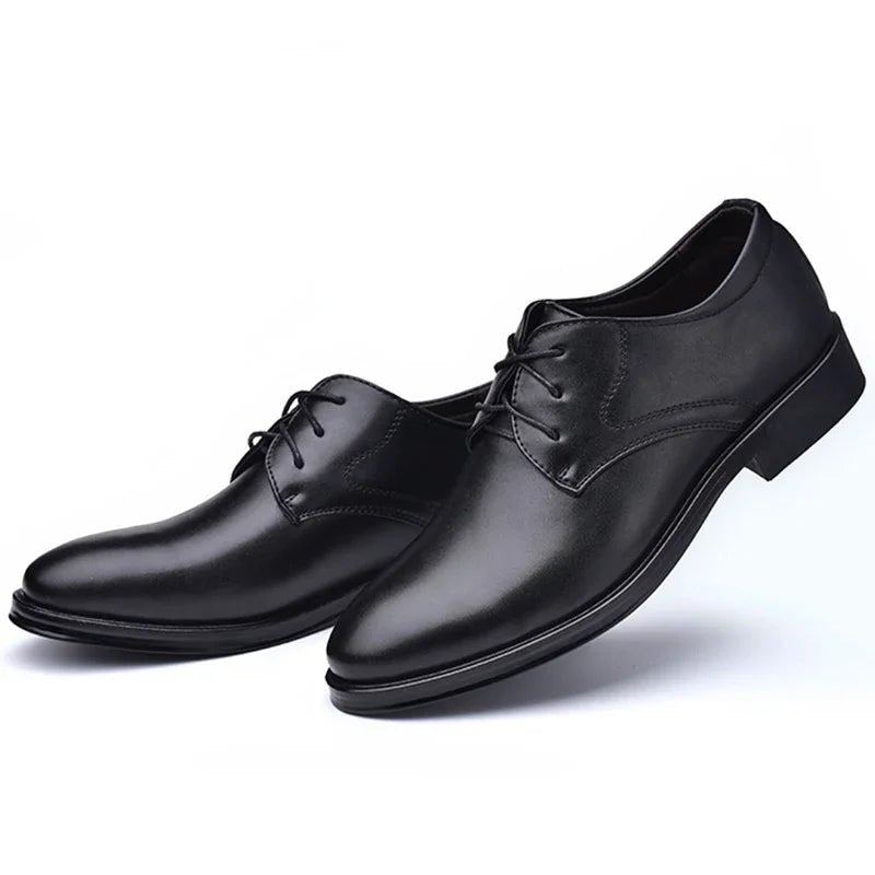 Men's Black Leather Oxford Dress Shoes - Luzilly Bridal & Apparel
