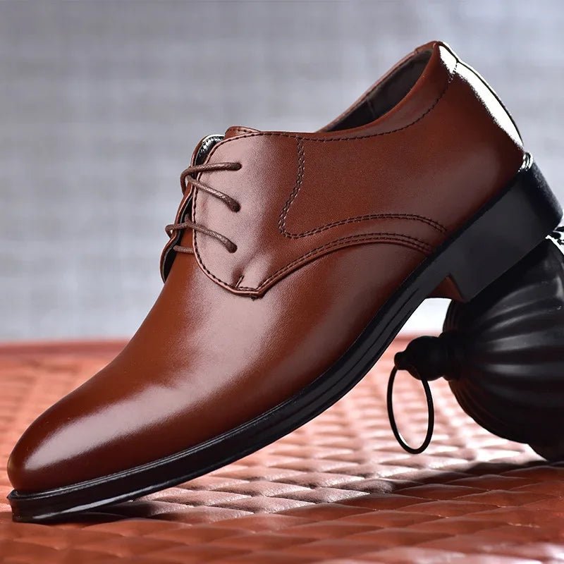 Men's Black Leather Oxford Dress Shoes - Luzilly Bridal & Apparel