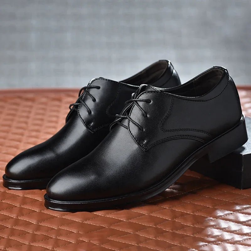 Men's Black Leather Oxford Dress Shoes - Luzilly Bridal & Apparel