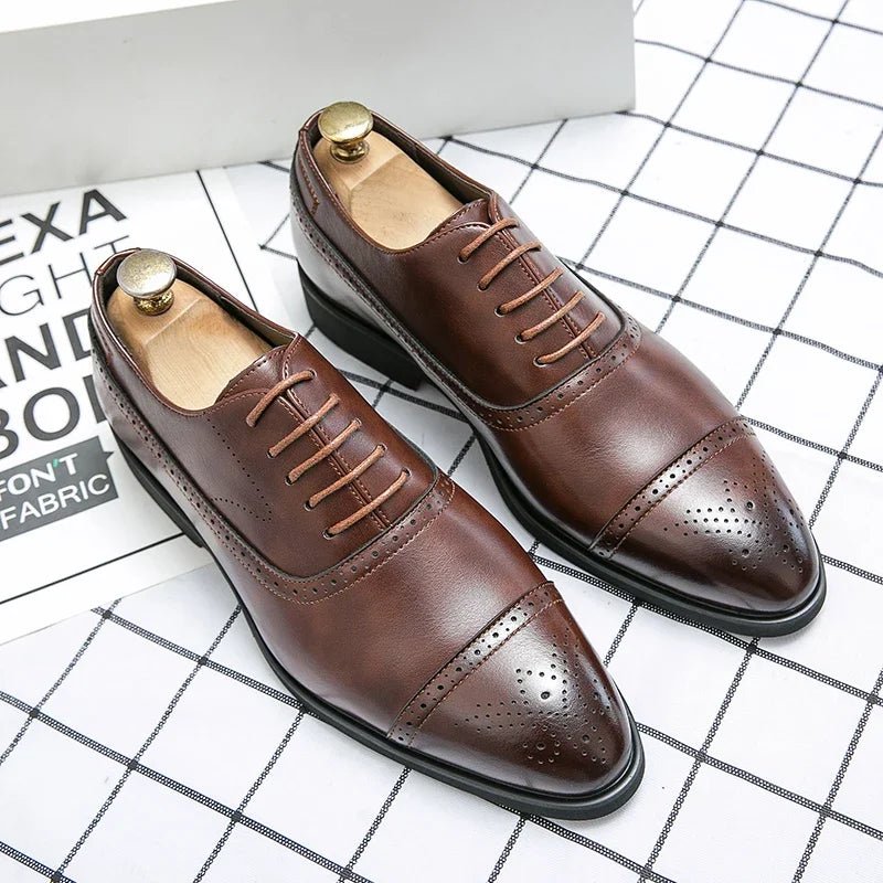 Men's Carved Brogue Dress Shoes - Luzilly Bridal & Apparel