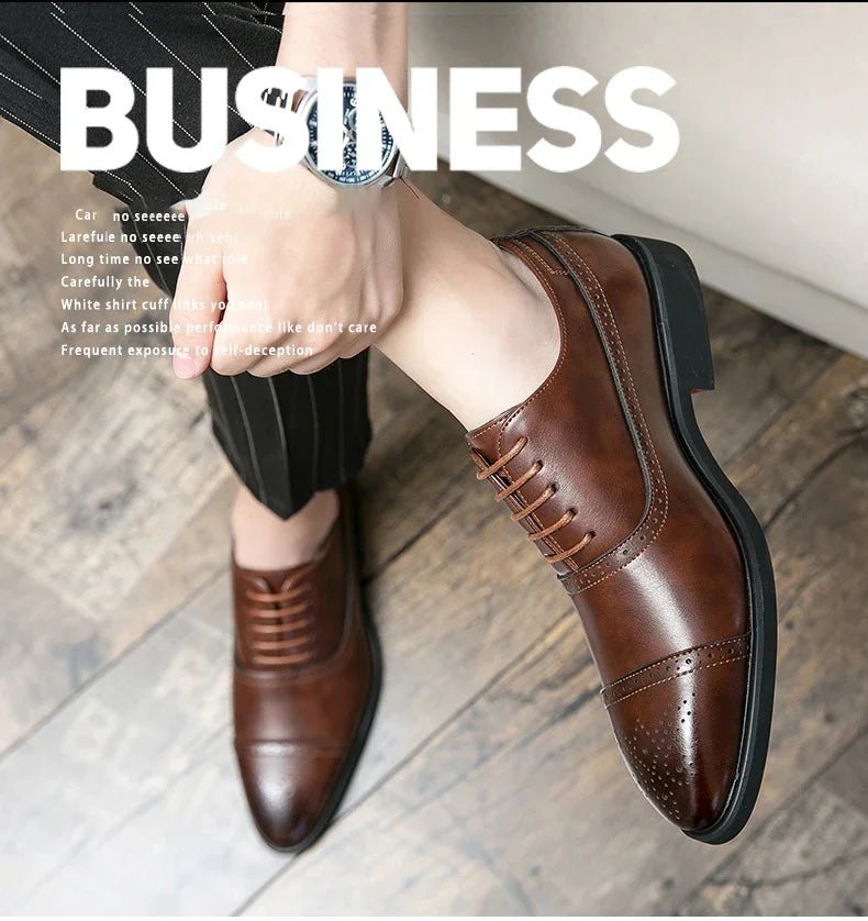 Men's Carved Brogue Dress Shoes - Luzilly Bridal & Apparel