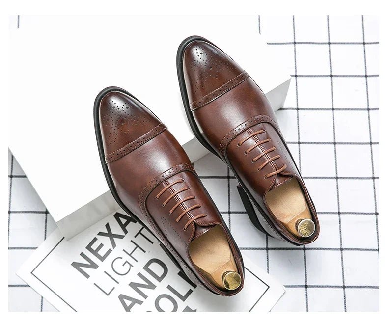 Men's Carved Brogue Dress Shoes - Luzilly Bridal & Apparel