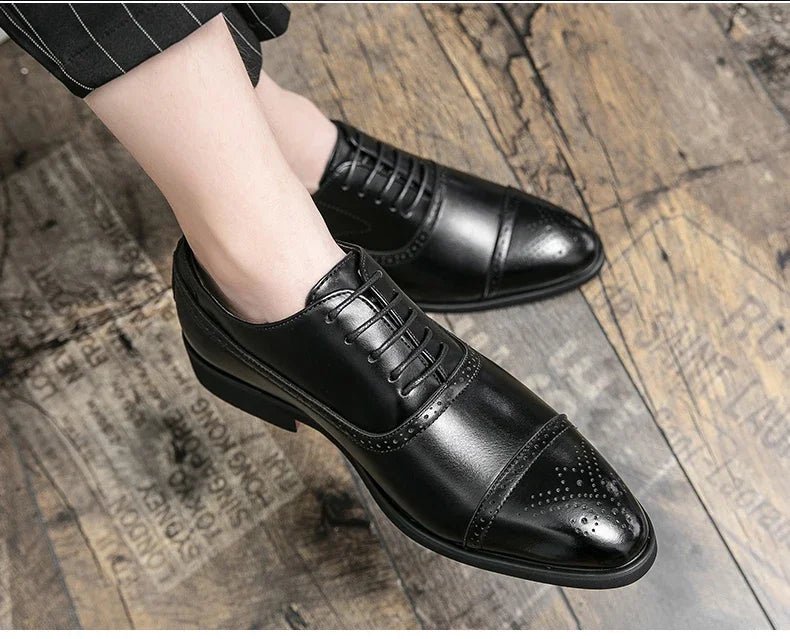 Men's Carved Brogue Dress Shoes - Luzilly Bridal & Apparel