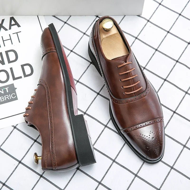 Men's Carved Brogue Dress Shoes - Luzilly Bridal & Apparel