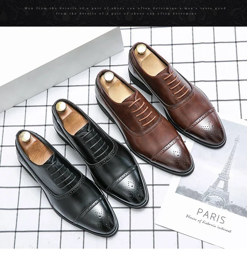 Men's Carved Brogue Dress Shoes - Luzilly Bridal & Apparel